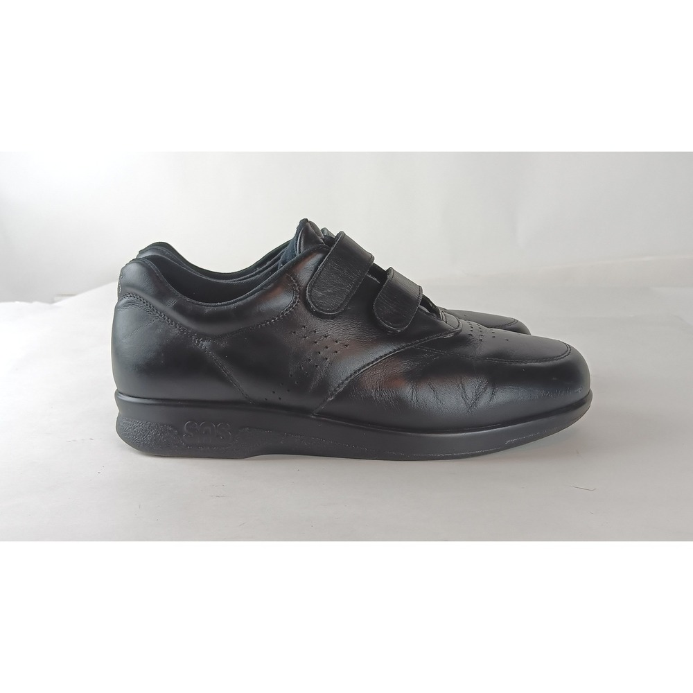 SAS Time Out Mens Black Leather Walking Shoes Dual Strap Comfort Sneakers sz 9.5